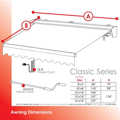 Advaning Classic Series Fully-Assembled Retractable Sun Shade Canopy Awning (SAK92851)