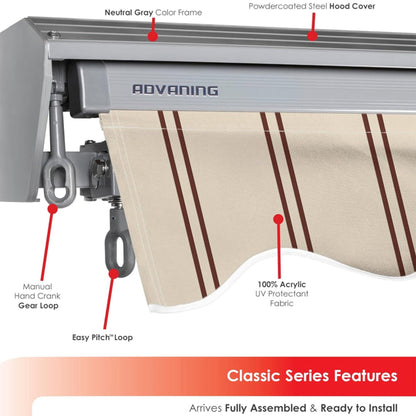 Advaning Classic Series Fully-Assembled Retractable Sun Shade Canopy Awning (SAK92851)