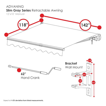 Advaning SG Series Manual Retractable Fully-Assembled Sun Shade Canopy Awning (MA1210-MA1410) (SAK53186)