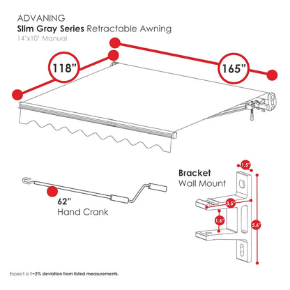 Advaning SG Series Manual Retractable Fully-Assembled Sun Shade Canopy Awning (MA1210-MA1410) (SAK53186)