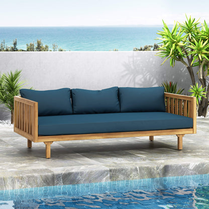 3-Seater Acacia Wood Daybed Sofa With Water-Resistant Cushions (SAK65773)