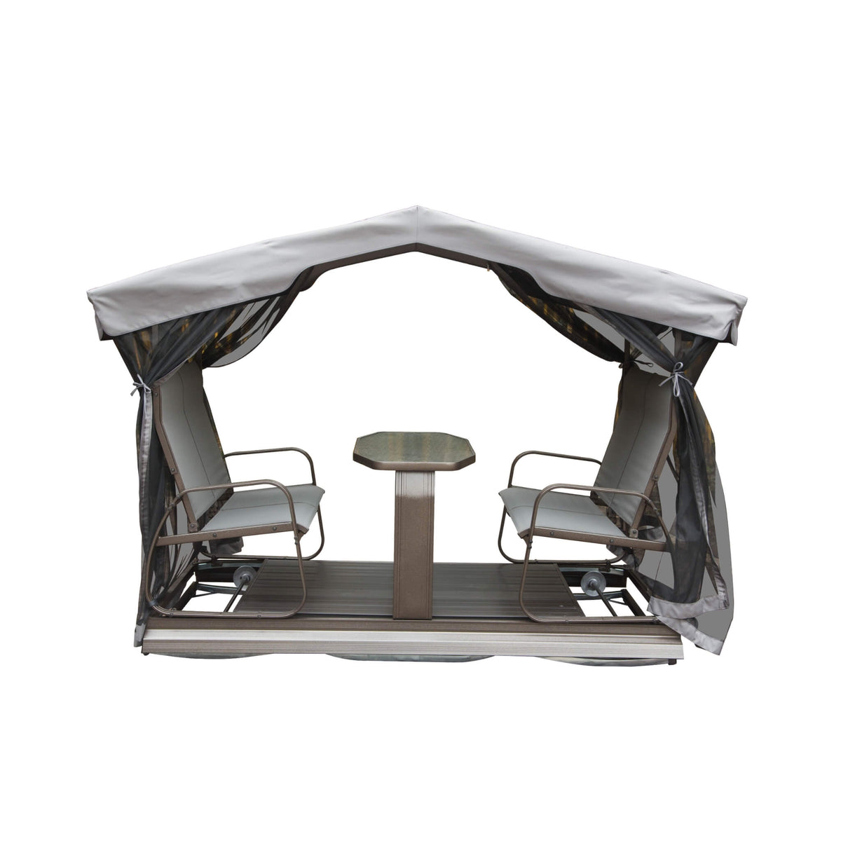 4-Seat Outdoor Aluminum Patio Swing Glider Bench With Canopy (SAK41726)