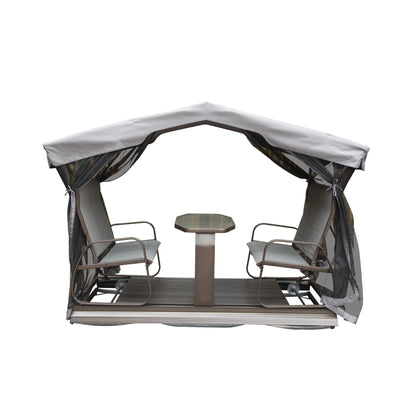 4-Seat Outdoor Aluminum Patio Swing Glider Bench With Canopy (SAK41726)
