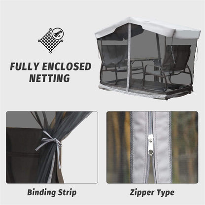 4-Seat Outdoor Aluminum Patio Swing Glider Bench With Canopy (SAK41726)