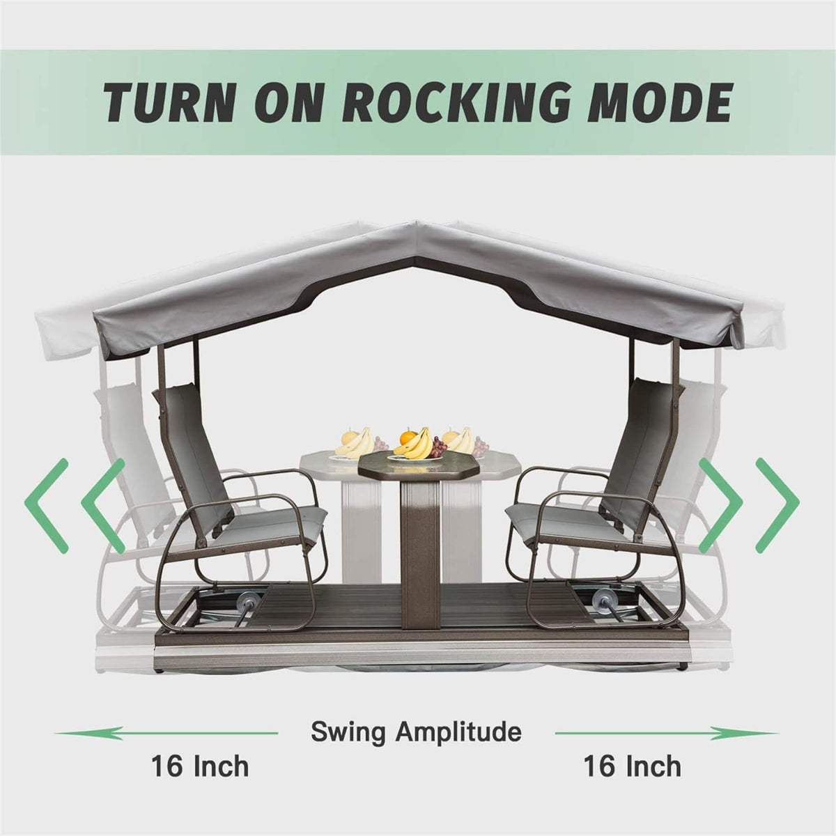 4-Seat Outdoor Aluminum Patio Swing Glider Bench With Canopy (SAK41726)