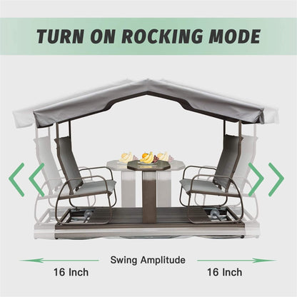 4-Seat Outdoor Aluminum Patio Swing Glider Bench With Canopy (SAK41726)
