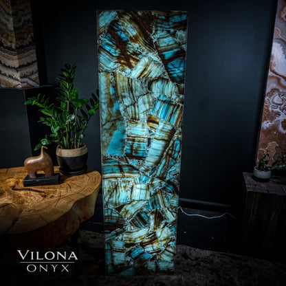 Medium Argentina Blue Onyx Rectangular Floor Lamp – 55" Tall