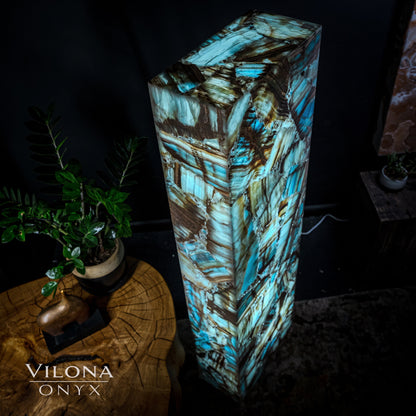Medium Argentina Blue Onyx Rectangular Floor Lamp – 55" Tall