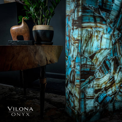 Medium Argentina Blue Onyx Rectangular Floor Lamp – 55" Tall