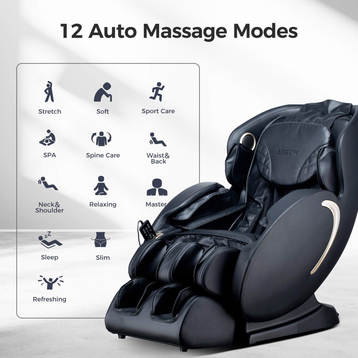 Bosscare Full-Body 3D Zero-Gravity Shiatsu Recliner Massage Chair With App (SAK32840)