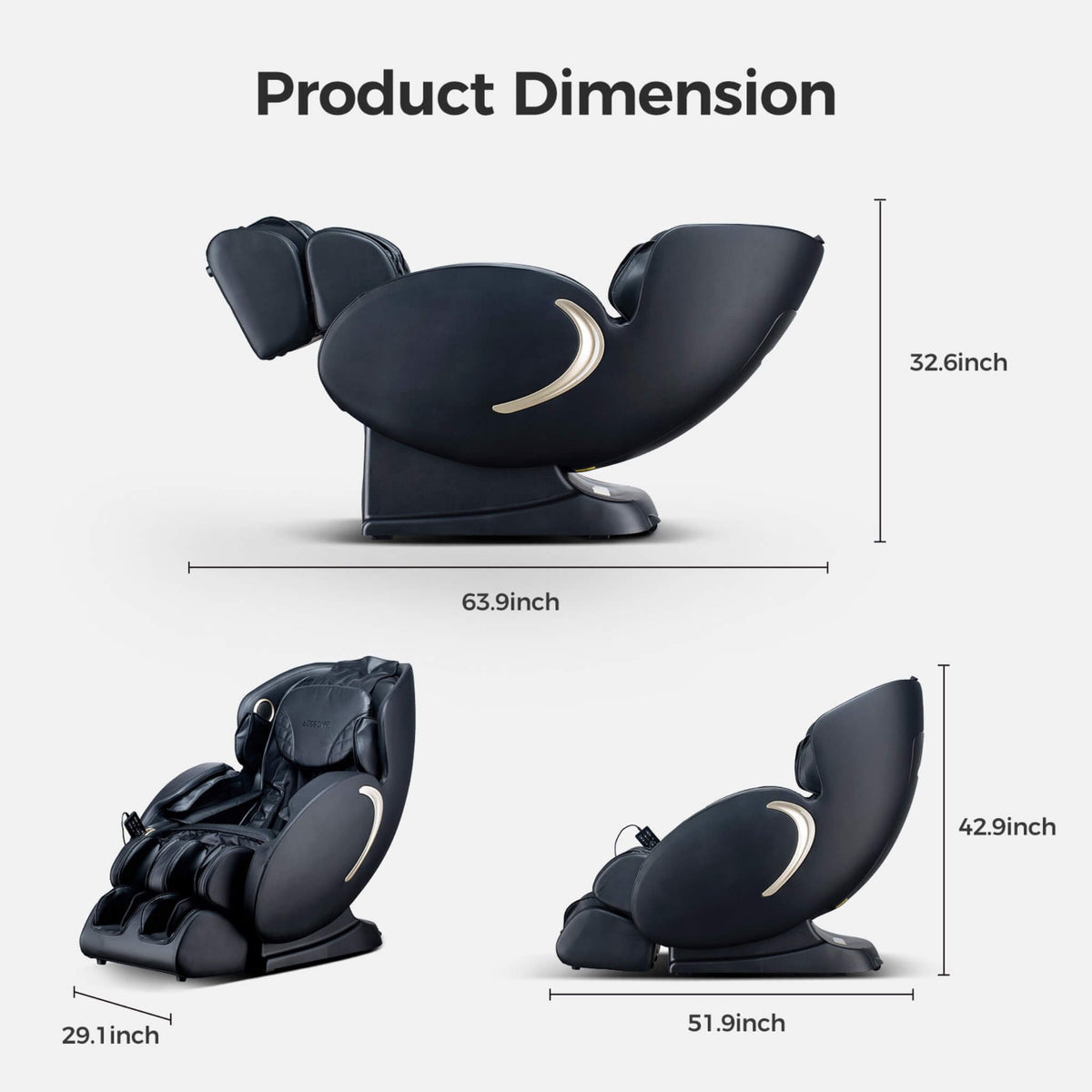 Bosscare Full-Body 3D Zero-Gravity Shiatsu Recliner Massage Chair With App (SAK32840)