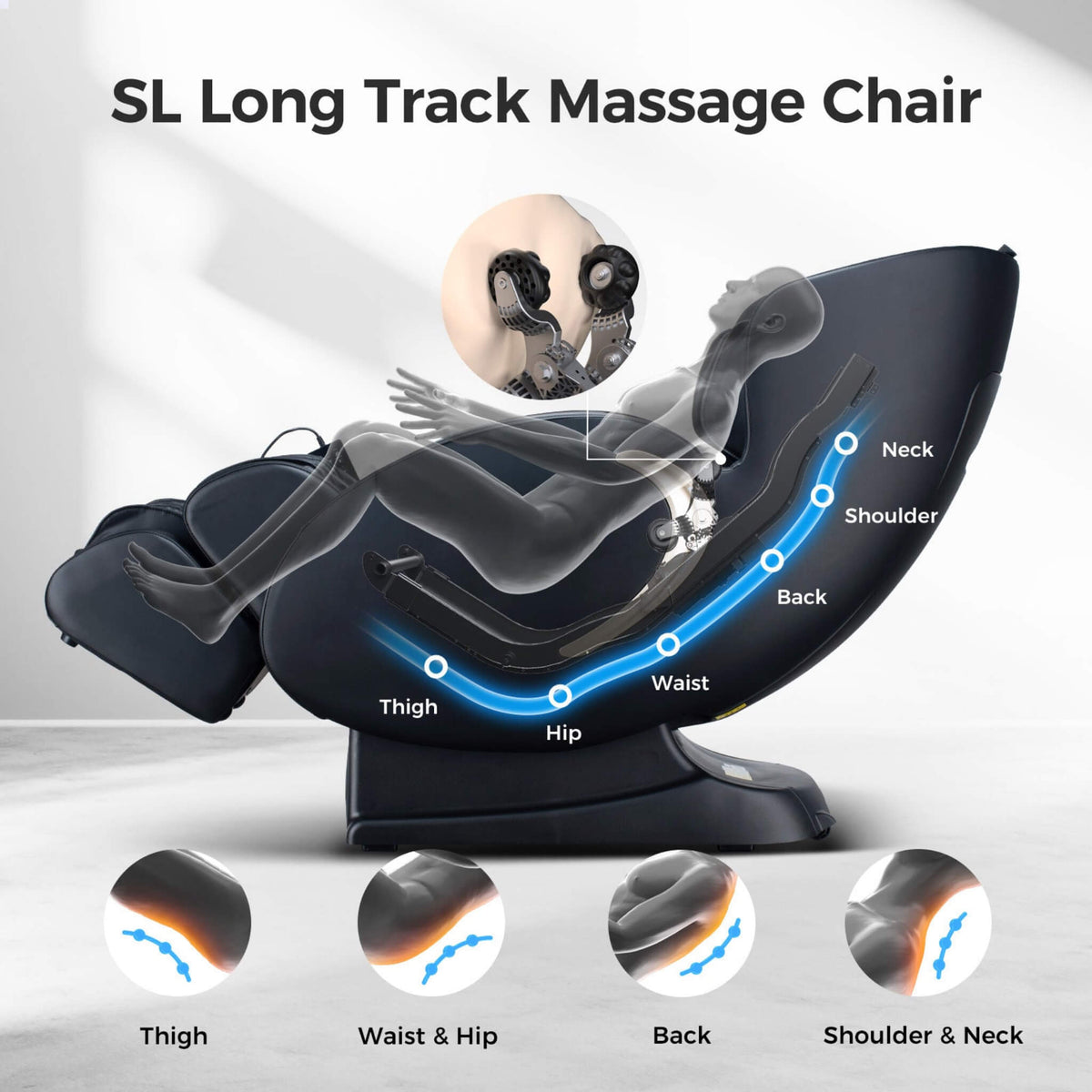 Bosscare Full-Body 3D Zero-Gravity Shiatsu Recliner Massage Chair With App (SAK32840)