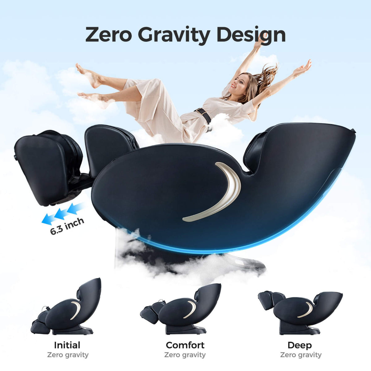 Bosscare Full-Body 3D Zero-Gravity Shiatsu Recliner Massage Chair With App (SAK32840)