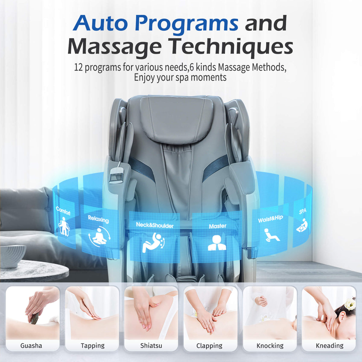 Bosscare Premium Full-Body Zero-Gravity Massage Chair With Ai Voice And App Control, Gray (SAK35970)