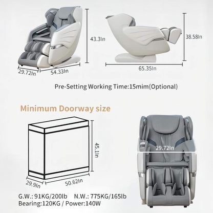 Bosscare Premium Full-Body Zero-Gravity Massage Chair With Ai Voice And App Control, Gray (SAK35970)