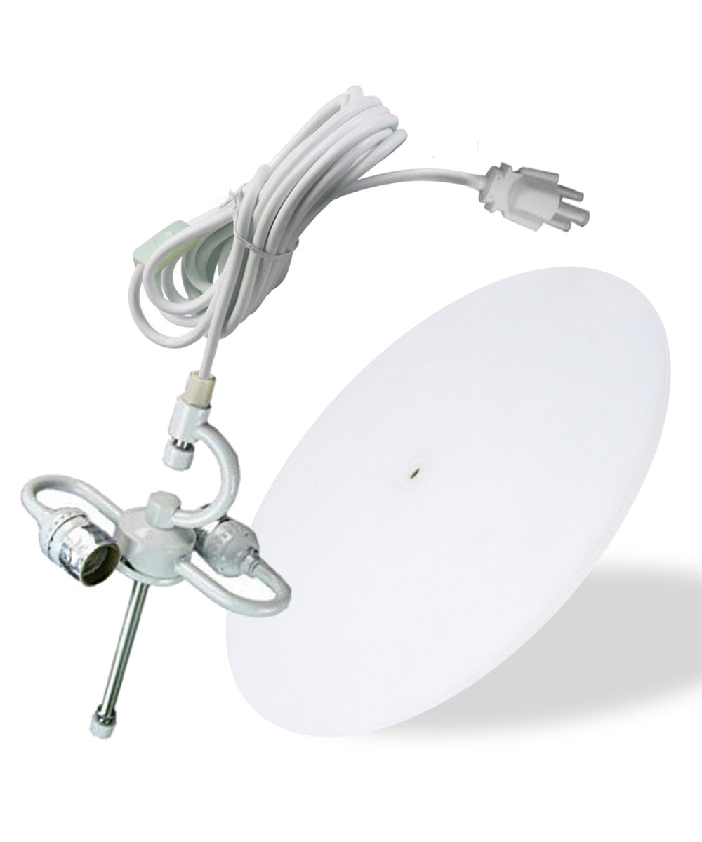 16-Inch Oatmeal Drum Pendant Light with Diffuser and White Plug-In Cord