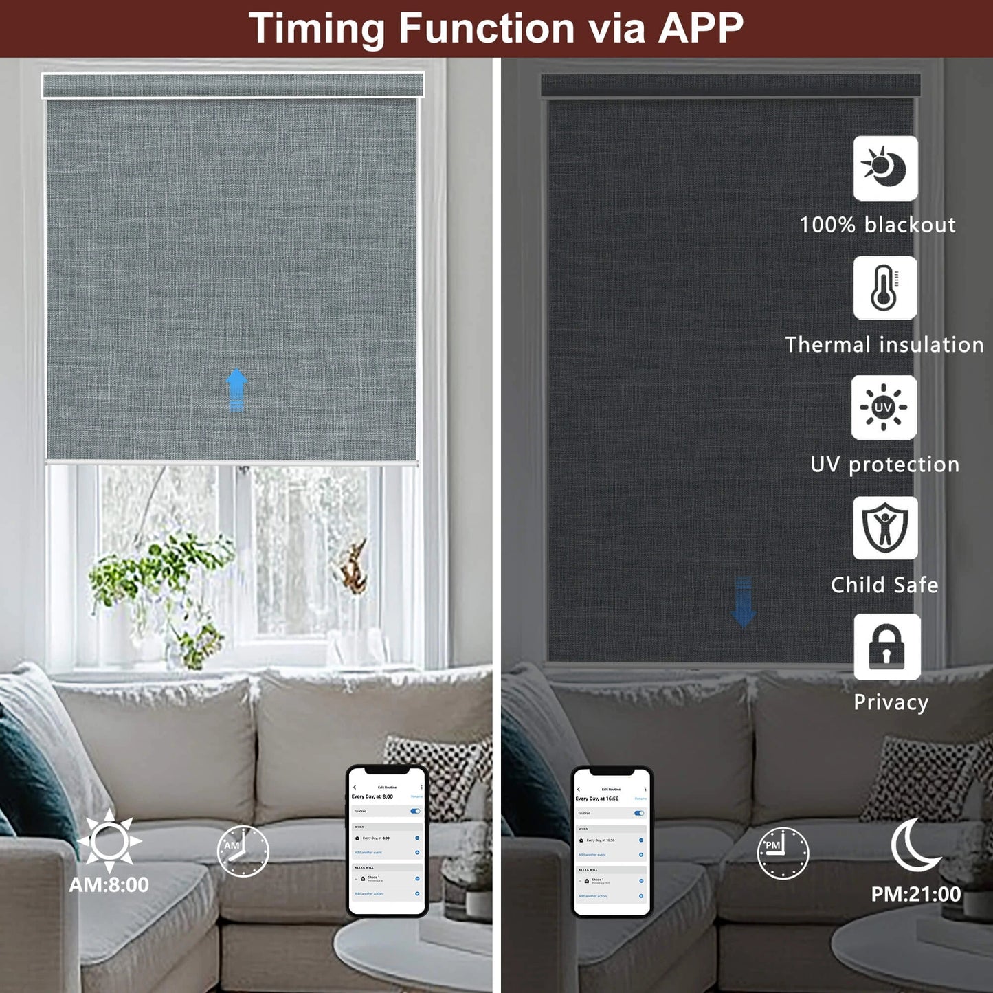 Motorized Roller Shades 100% Blackout Bouvardia