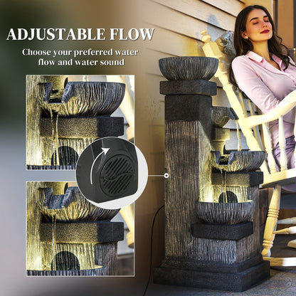 Resin Tiered Outdoor Fountain 4 Bowl Two Tone