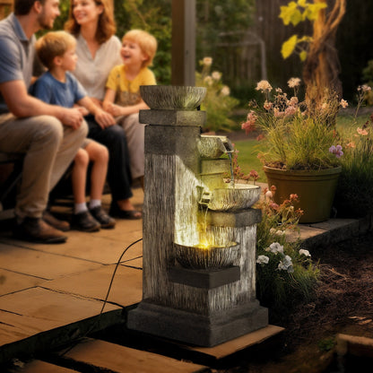 Resin Tiered Outdoor Fountain 4 Bowl Two Tone
