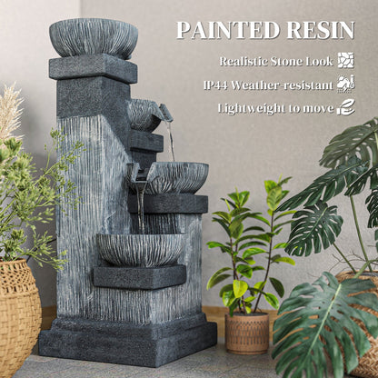 Resin Tiered Outdoor Fountain 4 Bowl Two Tone