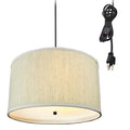 18"W 2 Light Swag Plug-In Pendant  Textured Oatmeal with Diffuser Black Cord