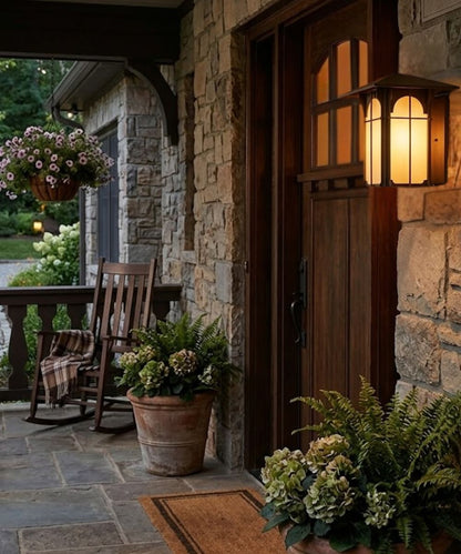 Aztec 14"H 1-Light Olde Brick Bronze Finish with Amber Honey Opal Glass Shade Outdoor Wall Lantern