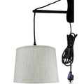 14"W MAST Plug-In Wall Mount Pendant 1 Light Black Cord/Arm Textured Oatmeal Shade