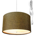 2 Light Swag Plug-In Pendant 18"w Chocolate Burlap with Diffuser, White Cord
