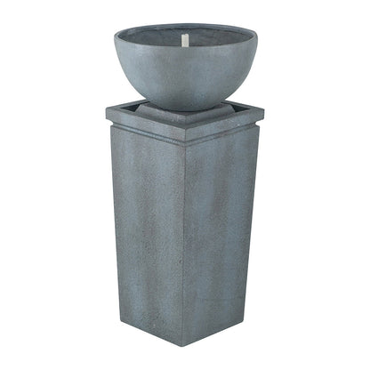 Resin Zen Bowl Pedestal Outdoor Fountain 35 Inch