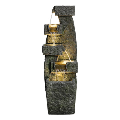 Resin Tiered Outdoor Fountain 5 Tier Modern LED