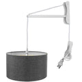 16"W MAST Plug-In Wall Mount Pendant 2 Light White Cord/Arm with Diffuser Granite Gray Shade