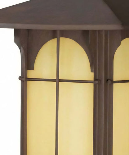 Aztec 14"H 1-Light Olde Brick Bronze Finish with Amber Honey Opal Glass Shade Outdoor Wall Lantern