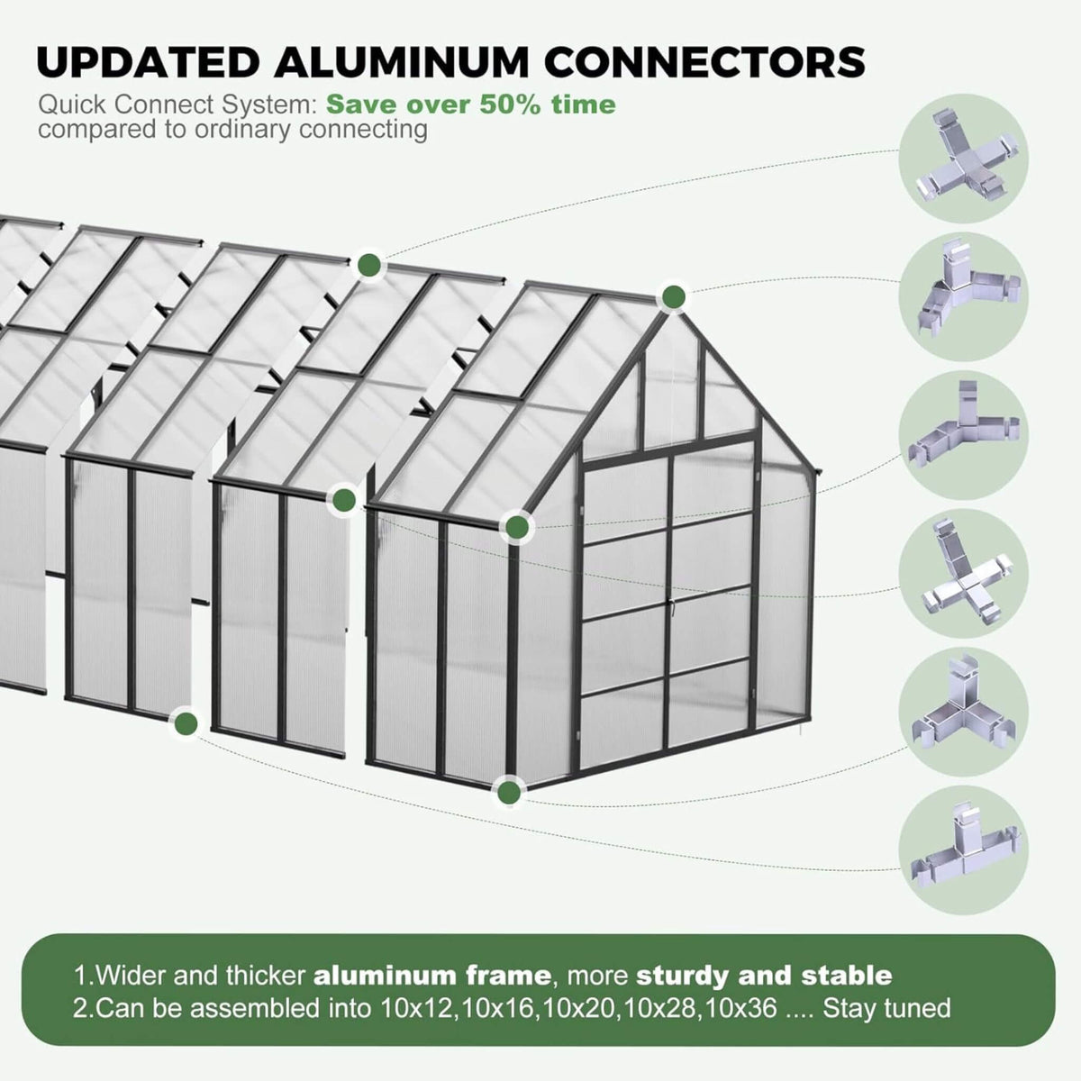 [10X36FT] Extra-Large Heavy-Duty Outdoor Walk-In Greenhouse With Adjustable Roof Vents, 4MM (SAK26174)