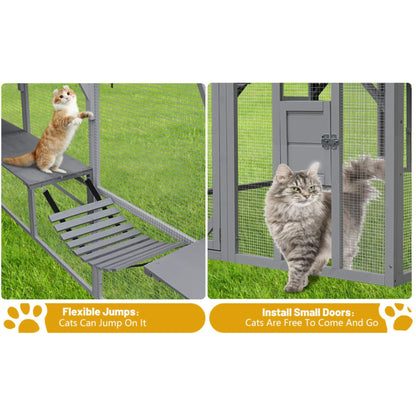 Extra-Large Outdoor Cat Kitten Playpen House With Platforms, And Waterproof Cover (SAK55092)