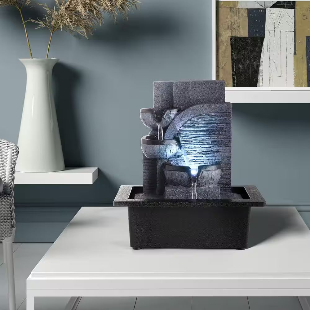 Indoor Waterfall Fountain with LED Light for Home and Office Decor