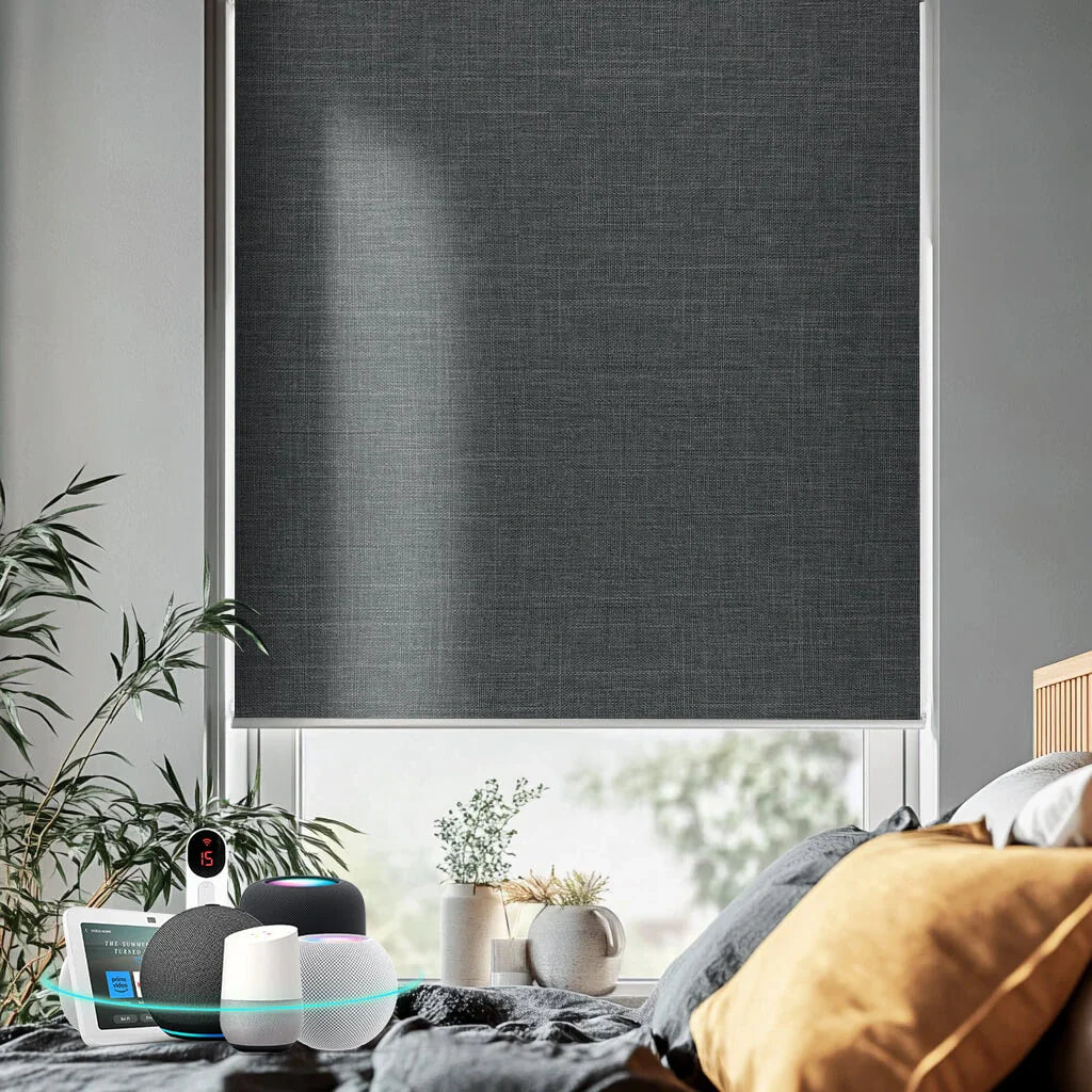 Motorized Roller Shades 100% Blackout Bouvardia