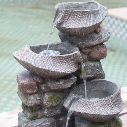 Resin Fluted Basin Tiered Outdoor Water Fountain 650 GPH