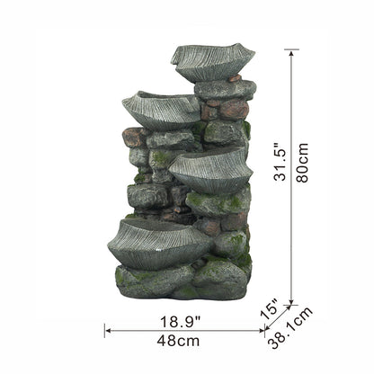 Resin Fluted Basin Tiered Outdoor Water Fountain 650 GPH