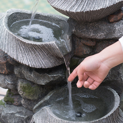 Resin Fluted Basin Tiered Outdoor Water Fountain 650 GPH