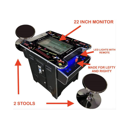 Full-Size 2-Player Retro Arcade Machine with 60 Classic Games and Stools