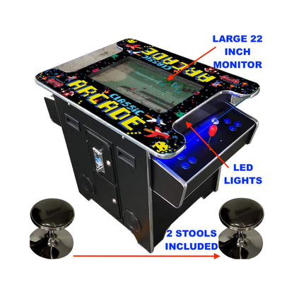 Full-Size 2-Player Retro Arcade Machine with 60 Classic Games and Stools
