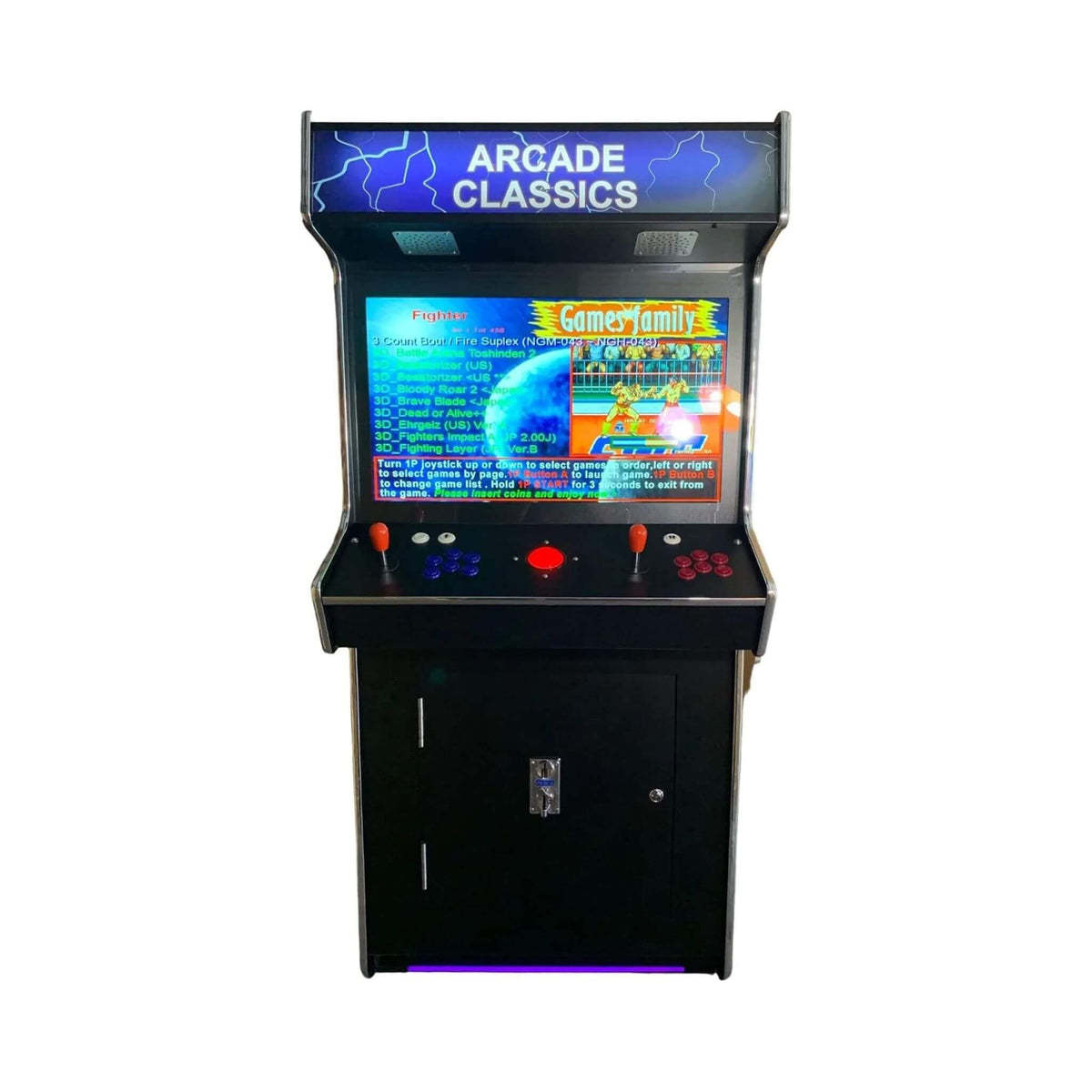 Full-Size 2-Player Upright Arcade Game Machine with Dual Shooting Guns