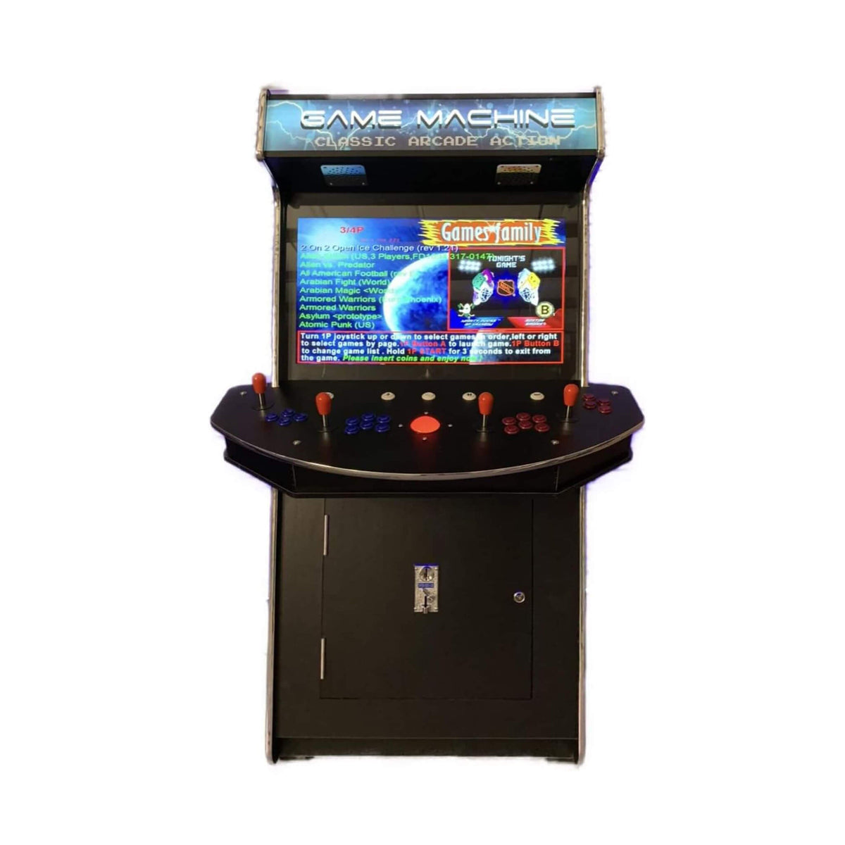 Full-Size 4-Player Upright Arcade Game Machine with 4,600 Classic Games