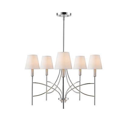5-Light Chrome Chandelier with Fabric Shade