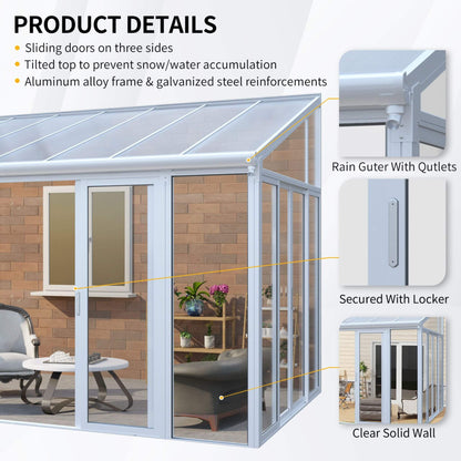 [10X14FT] Lumina Heavy-Duty All-Season Aluminum Alloy Patio Sunroom With 3 Lockable Sliding Doors (SAK62713)
