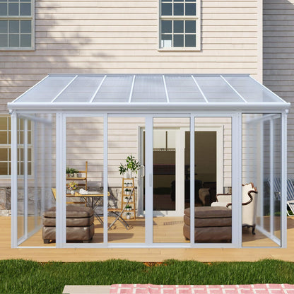 [10X14FT] Lumina Heavy-Duty All-Season Aluminum Alloy Patio Sunroom With 3 Lockable Sliding Doors (SAK62713)