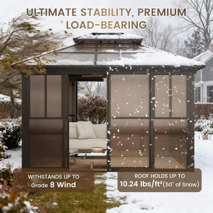 Edge Heavy-Duty Aluminum Frame Outdoor Backyard Solarium With Polycarbornate Roof And Adjustable Panels (SAK68513)