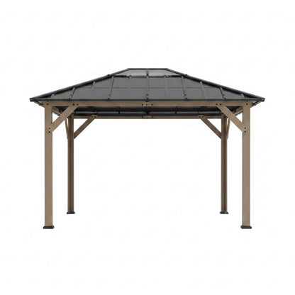[08X10] Heavy-Duty Fir Wood Hardtop Gazebo With Galvanized Steel Roof And Ceiling Hooks (SAK29467)