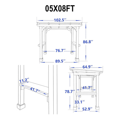 Heavy-Duty Premium Wooden Grill Gazebo With Sloped Metal Roof (SAK61583)