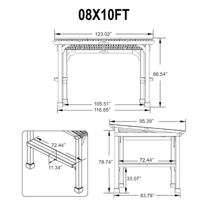 Heavy-Duty Premium Wooden Grill Gazebo With Sloped Metal Roof (SAK61583)